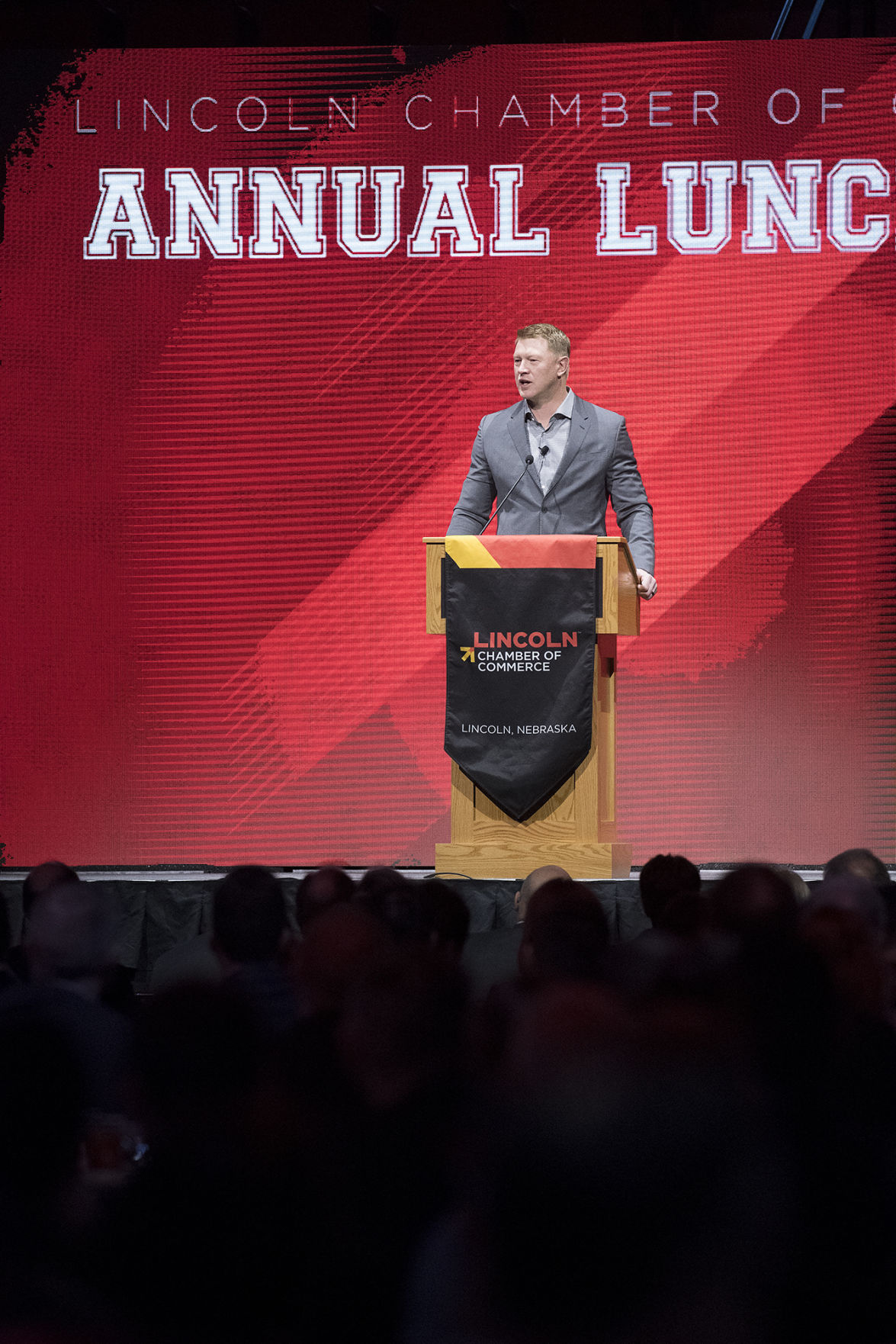 Scott Frost at Lincoln Chamber of Commerce lunch